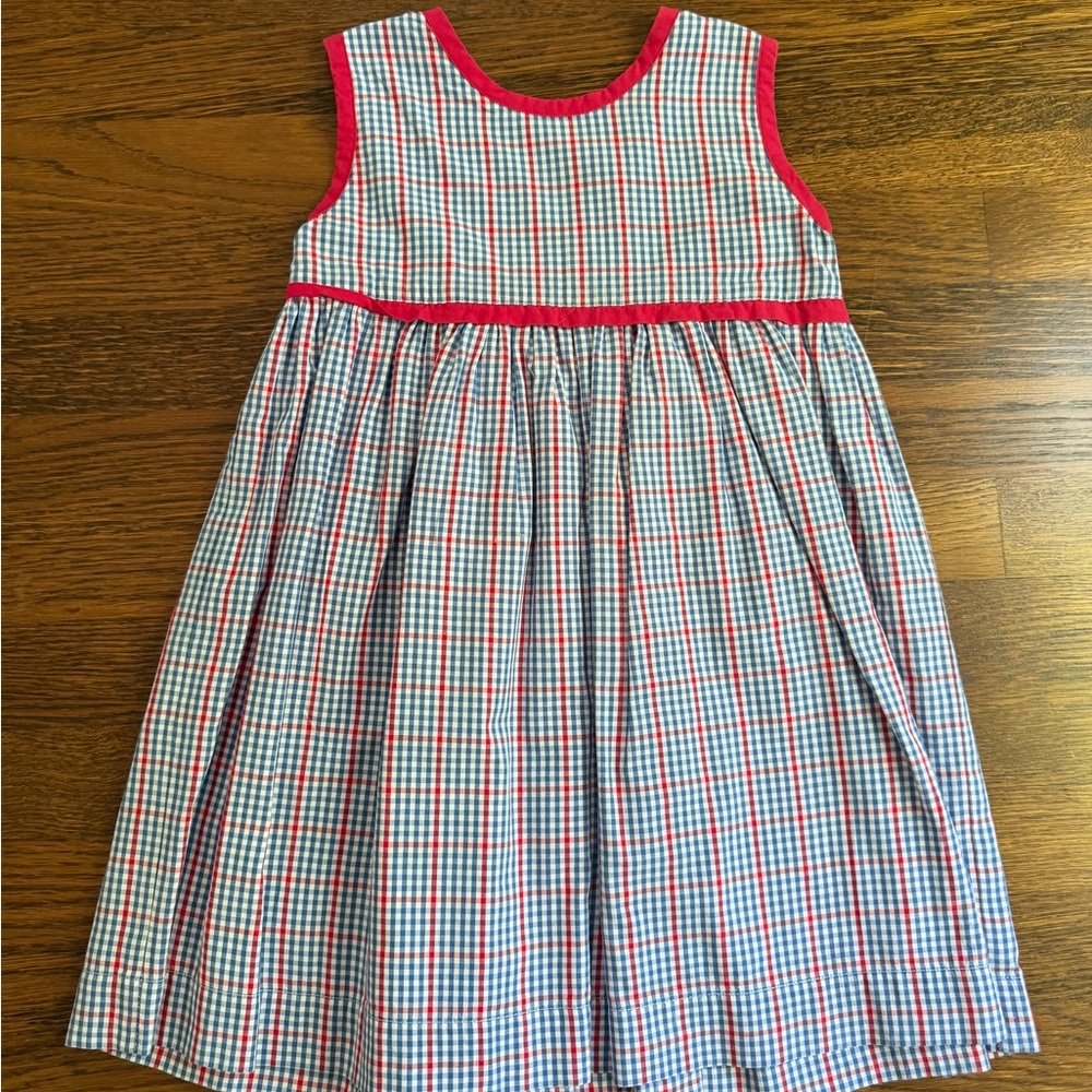 Girls' Red & Blue Gingham Sleeveless Summer Dress